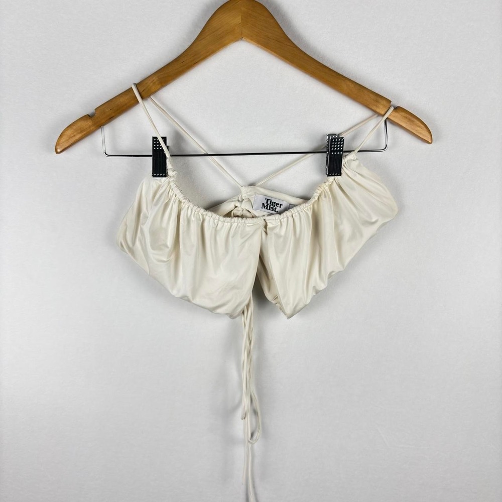 Tiger Mist cream crop top with tie back detail, size XS